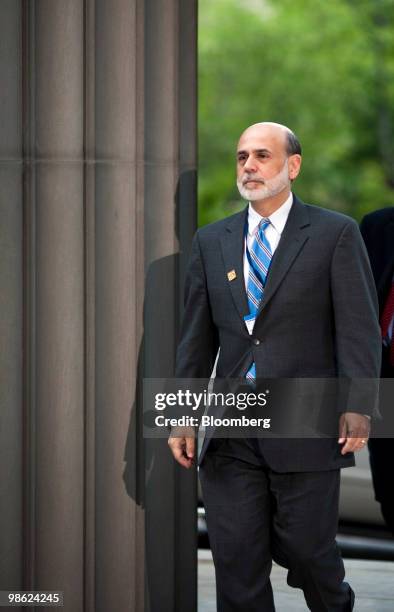 Ben S. Bernanke, chairman of the U.S. Federal Reserve, arrives at the Canadian embassy for a dinner with the finance ministers and central bankers of...