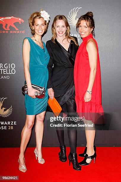 Actress Tina Bordihn and actress Simone Hanselmann and Ulrike Beck attend the 'new faces award 2010' at cafe Moskau on April 22, 2010 in Berlin,...