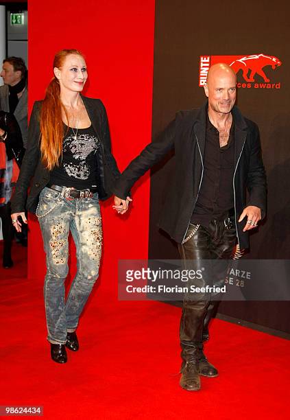 Actress Andrea Sawatzki and husband, actor Christian Berkel attend the 'new faces award 2010' at cafe Moskau on April 22, 2010 in Berlin, Germany.