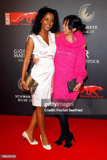 Actress Dennenesch Zoude and Minh-Khai Phan-Thi attend the 'new faces award 2010' at cafe Moskau on April 22, 2010 in Berlin, Germany.