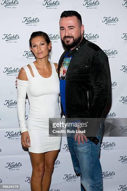 Malia Jones and Kiehl's President Chris Salgardo attend the unveiling of Limited Edition Kiehl's Acai Damage-Protecting Toning Mists to benefit the...