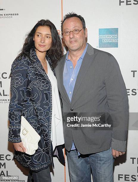 Zofia Borucka and Jean Reno attend the "My Own Love Song" premiere during the 9th Annual Tribeca Film Festival at the Borough of Manhattan Community...