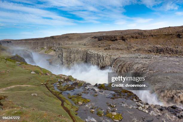 dettifoss waterfall in iceland from above - dettifoss waterfall stock pictures, royalty-free photos & images