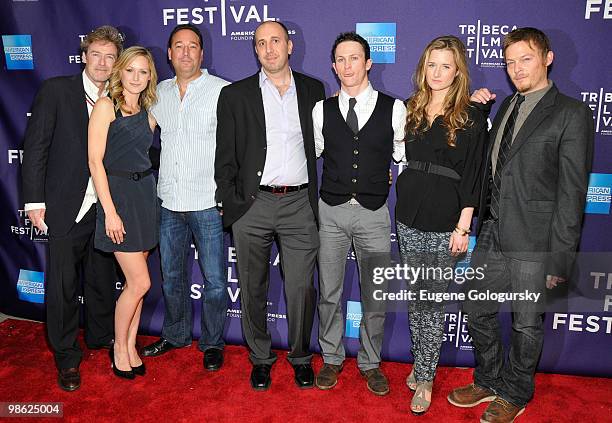 James McCaffrey, Kerry Bishe, Ron Stein, Jonathan Tucker, Grace Gummer and Norman Reedus attend the "Meskada" premiere at the 9th Annual Tribeca Film...