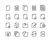 Editable simple line stroke vector icon set,Contains such Icons as documents,paper,sharing data,clipboard,multimedia data files and more.48x48 Pixel Perfect.