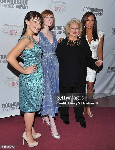 Actresses Leslie Kritzer, Erin Mackey, Barbara Cook and Vanessa Williams attends the opening night after party of "Sondheim on Sondheim" at Studio 54...