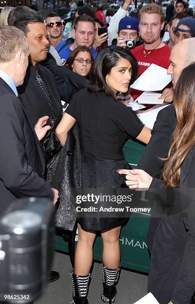 Actress Salma Hayek attends the A Bid to Save the Earth Green Auction at Christie's on April 22, 2010 in New York City.