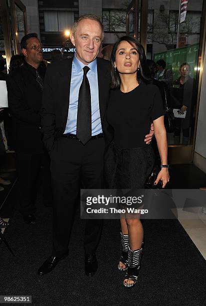 Francois-Henri Pinault and Salma Hayek attend A Bid to Save the Earth green auction at Christie's on April 22, 2010 in New York City.