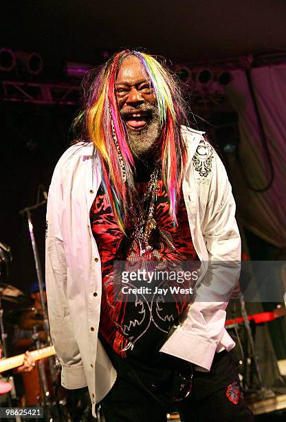 George Clinton of Parliament-Funkadelic performs in concert at Stubb's Bar-B-Q on April 21, 2010 in Austin, Texas.