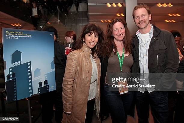 Executive Director of The Creative Coalition Robin Bronk, director Deborah Scranton, and director Morgan Spurlock attend the TFF Filmmaker Party...