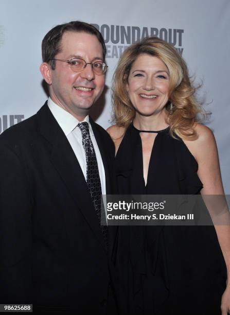David Loud and actress Victoria Clark attend the opening of "Sondheim on Sondheim" at the Roundabout Theatre Company on April 22, 2010 in New York...