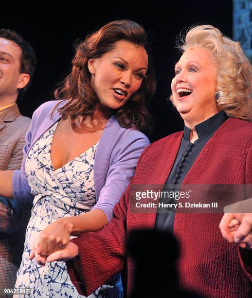 Actress Vanessa Williams and actress Barbara Cook attend the opening of "Sondheim on Sondheim" at the Roundabout Theatre Company on April 22, 2010 in...