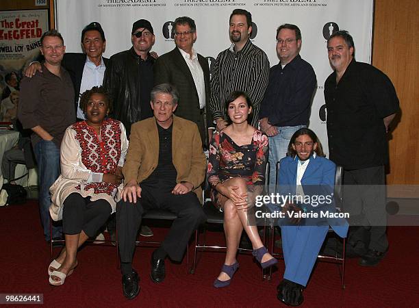 From L to R : Back : Richard Baneham, Wes Studi, Garrett Warren, Barry Weiss, Paul Debevec and Jon Landau. Front : CCH Pounder, Bill Kroyer, Emily...