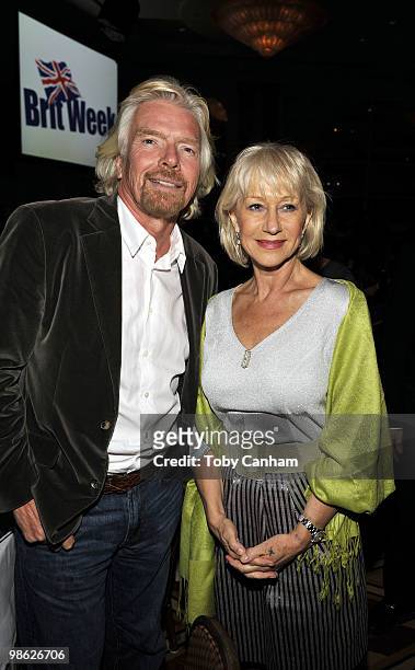 Sir Richard Branson and Dame Helen Mirren attend the BritWeek 2010 charity event "Save The Children And Virgin Unite" held at the Beverly Wilshire...
