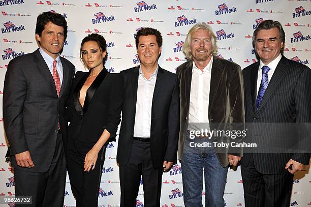 Mark shriver, Victoria Beckham, Simon Fuller, Sir Richard Branson and Bob Peirce attend the BritWeek 2010 charity event "Save The Children And Virgin...