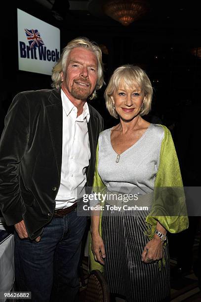 Sir Richard Branson and Dame Helen Mirren attend the BritWeek 2010 charity event "Save The Children And Virgin Unite" held at the Beverly Wilshire...