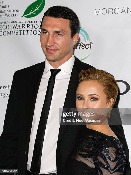 Hayden Panetierre and Vladimir Klitschko attend James Cameron's Star-Studded Green Carpet VIP reception for Earth Day at the JW Marriott Los Angeles...