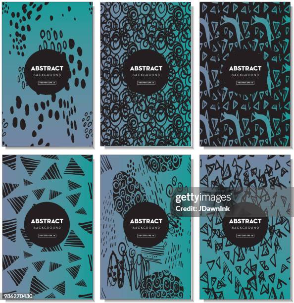 set of elegant doodle background design templates with sample text - tangled web stock illustrations
