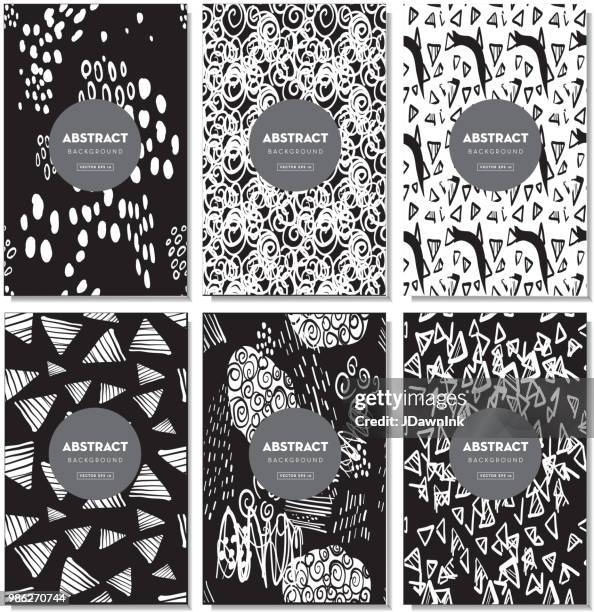 set of elegant doodle background design templates with sample text - tangled web stock illustrations