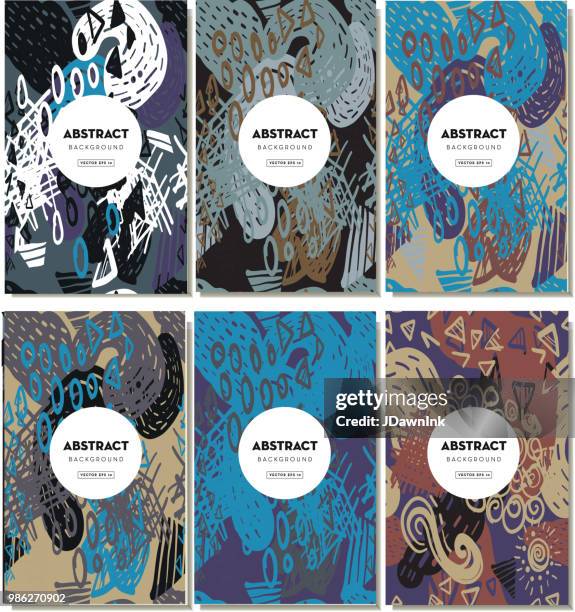 set of elegant doodle background design templates with sample text - tangled web stock illustrations