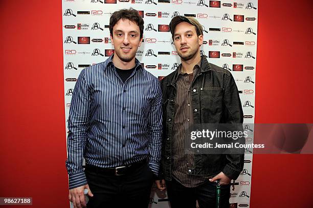 Writer/director Michael Zimbalist and director Jeff Zimbalist attend a party hosted by American Apothecary at the Hudson Terrace on April 22, 2010 in...