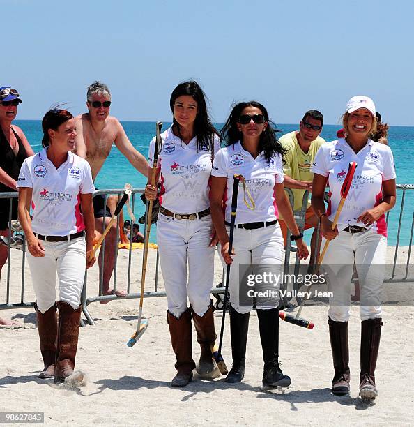 Polo players Hillary Edgar, Katherine Compos, Ana Paula Disilva and Danna Ruffin attend the 2010 AMG Miami Beach Women Polo World Cup on April 22,...
