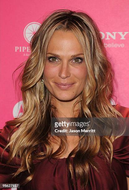 Actress Molly Sims arrives at the Us Weekly Hot Hollywood Style Issue celebration held at Drai's Hollywood at the W Hollywood Hotel on April 22, 2010...