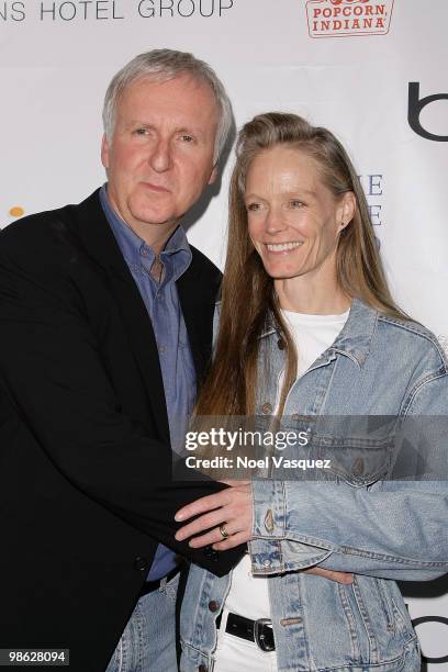 James Cameron and Suzy Amis attend his Star-Studded Green Carpet VIP reception for Earth Day at the JW Marriott Los Angeles at L.A. LIVE on April 22,...