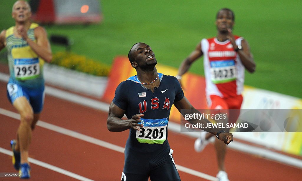 Lashawn Merritt of the US celebrates aft