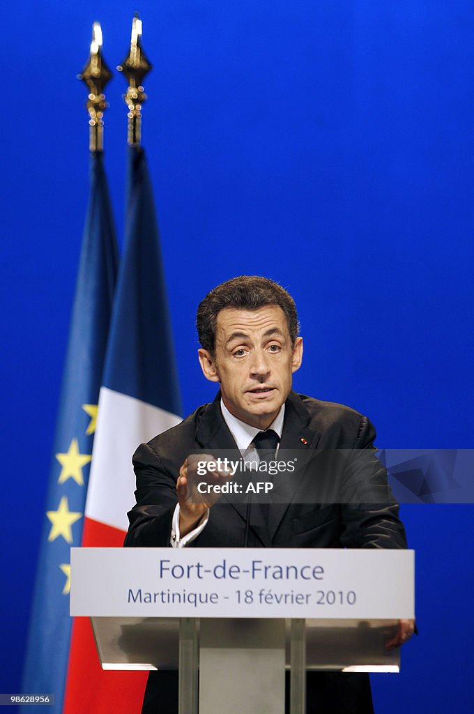 French president Nicolas Sarkozy deliver