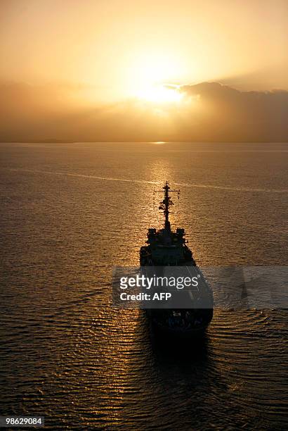 The French helicopter-carrier Jeanne d'Arc, a Naval Academy 182-metre-long ship carrying a crew of 585 officers and sailors, arrives in...