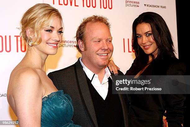 Yvonne Strahovski, Peter Hellier and Megan Gale attend the premiere of "I Love You Too" at Village Jam Factory on April 23, 2010 in Melbourne,...