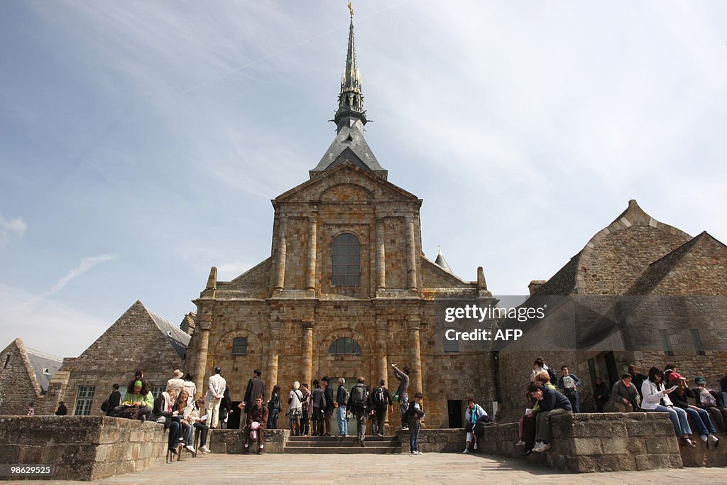 View taken of  Mont-Saint-Michel abbey i