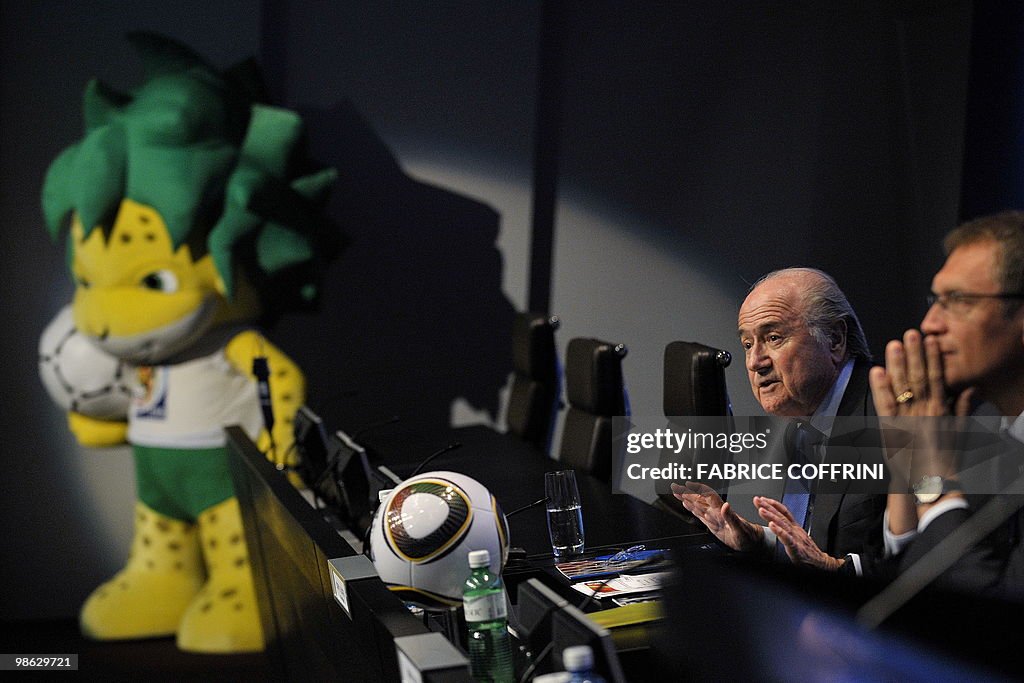 FIFA president Swiss Sepp Blatter gestur