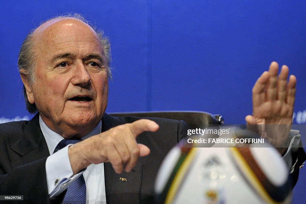 FIFA president Sepp Blatter gestures dur