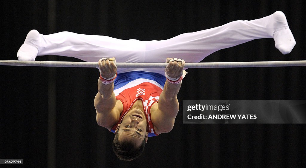 Marijo Moznik of Croatia performs on the