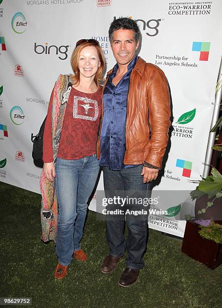 Frances Fisher and Esai Morales attends the 'Global Home Tree' Earth Day VIP reception hosted by James Cameron at the JW Marriott Los Angeles at L.A....