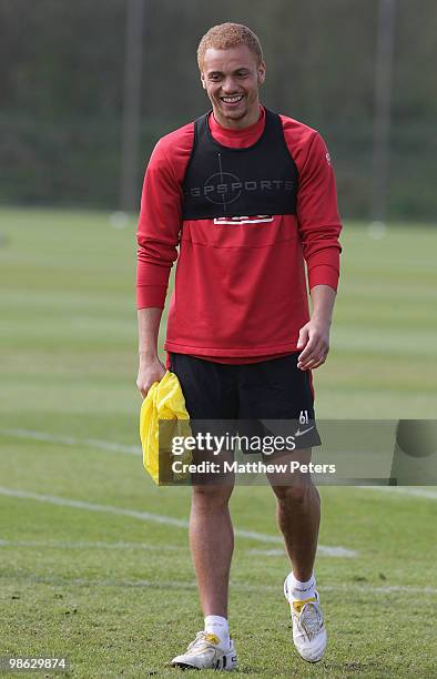 Wes Brown of Manchester United during a First Team Training Session at Carrington Training Ground on April 23 2010, in Manchester, England.