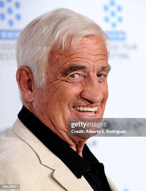 Actor Jean-Paul Belmondo arrives at the TCM Classic Film Festival's gala opening night world premiere of the newly restored film "A Star Is Born" at...