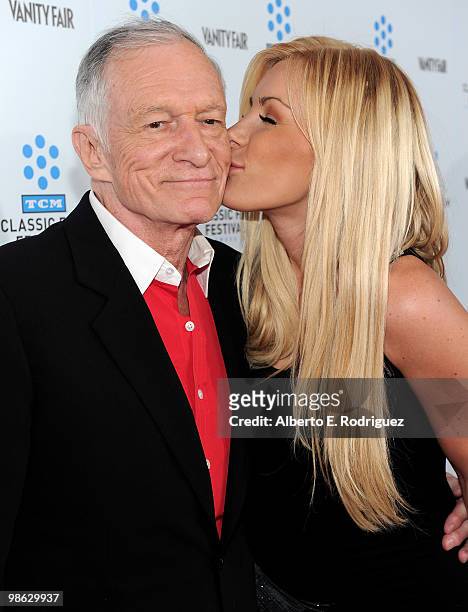 Playboy Magazine owner Hugh Hefner and Crystal Harris arrives at the TCM Classic Film Festival's gala opening night world premiere of the newly...