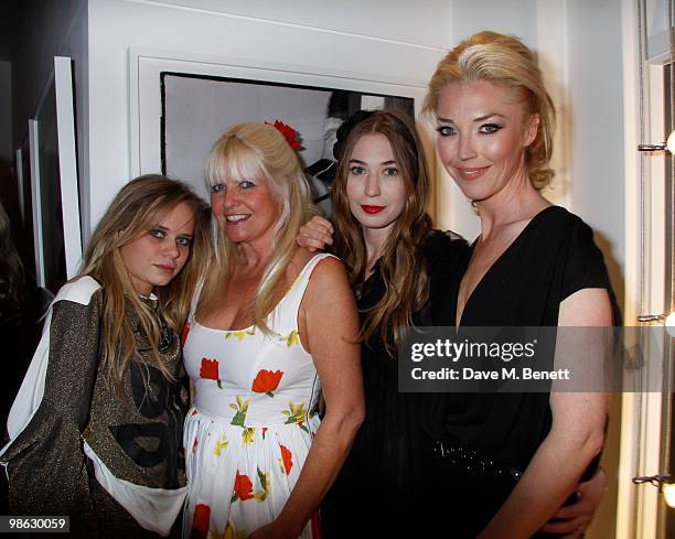 Lindsey Carlos Clarke, Scarlett Carlos Clarke, Tamara Beckwith, Anouska Beckwith attend a viewing of photographs and art featuring work by Irish...