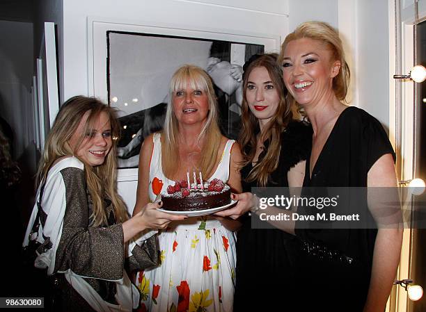 Lindsey Carlos Clarke, Scarlett Carlos Clarke, Tamara Beckwith, Anouska Beckwith attend a viewing of photographs and art featuring work by Irish...