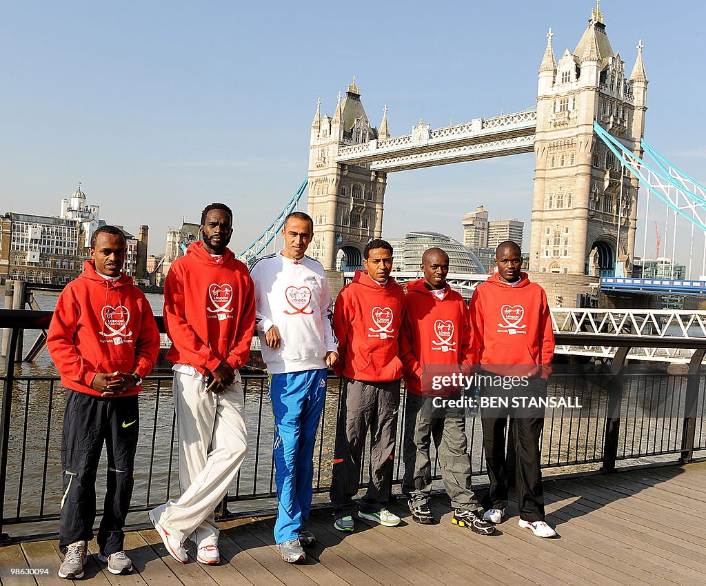 Elite Men's marathon runners (L-R) Ethio