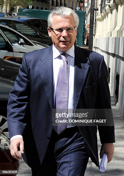 This file picture dated April 9, 2010 shows Spanish judge Baltasar Garzon leaving the High court of Madrid. Supreme Court judge Luciano Varela, who...