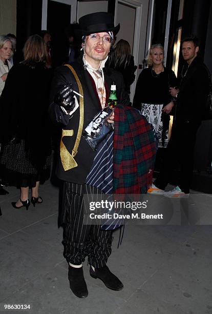 Adam Ant attend a viewing of photographs and art featuring work by Irish photographer Bob Carlos Clarke at the "Little Black Gallery" London, on...