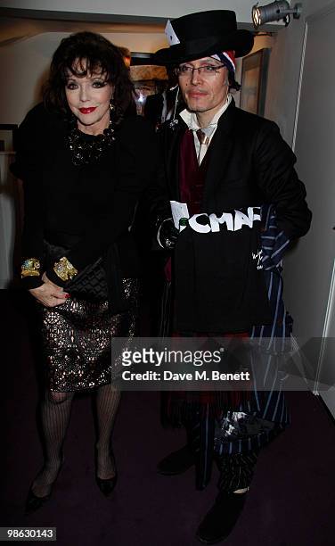 Joan Collins, Adam Ant attend a viewing of photographs and art featuring work by Irish photographer Bob Carlos Clarke at the "Little Black Gallery"...
