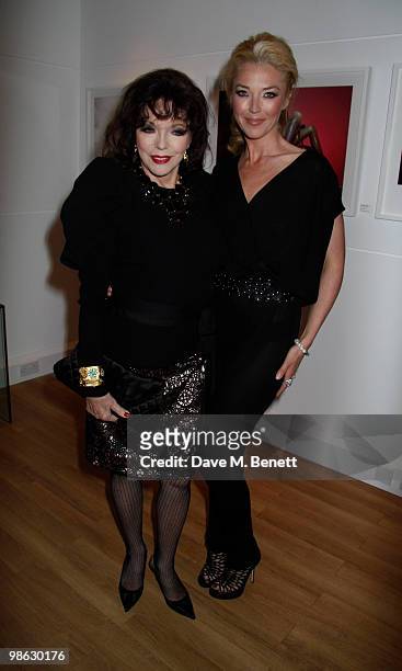 Joan Collins, Tamara Beckwith attend a viewing of photographs and art featuring work by Irish photographer Bob Carlos Clarke at the "Little Black...
