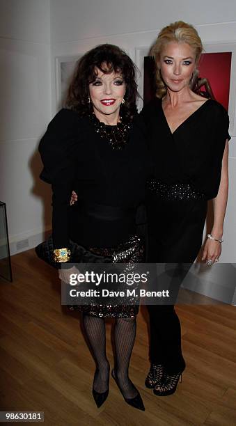 Joan Collins, Tamara Beckwith attend a viewing of photographs and art featuring work by Irish photographer Bob Carlos Clarke at the "Little Black...