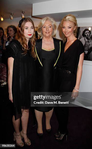 Tamara Beckwith with mum and Anouska Beckwith attend a viewing of photographs and art featuring work by Irish photographer Bob Carlos Clarke at the...