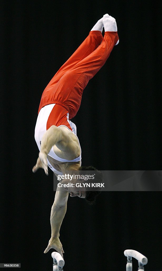 Flavius Koczi of Romania performs on the